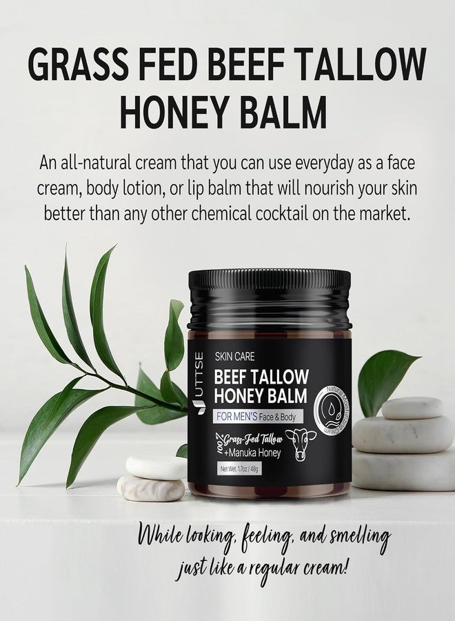 Uttse Men's Beef Tallow for Skin Care:100% Grass-Fed Beef Tallow Face Moisturizer For Men - Tallow and Honey Balm With Olive Oil Manuka Honey For Sensitive Dry Skin Repair 1.7 oz - Image 4